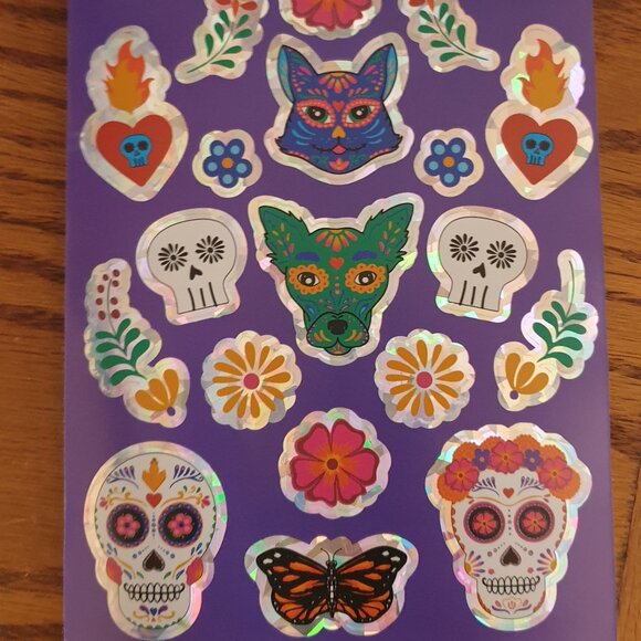 Day Of The Dead Sticker Books & Wood Block Decor Dia De Los Muertos Sugar Skull - Picture 3 of 9